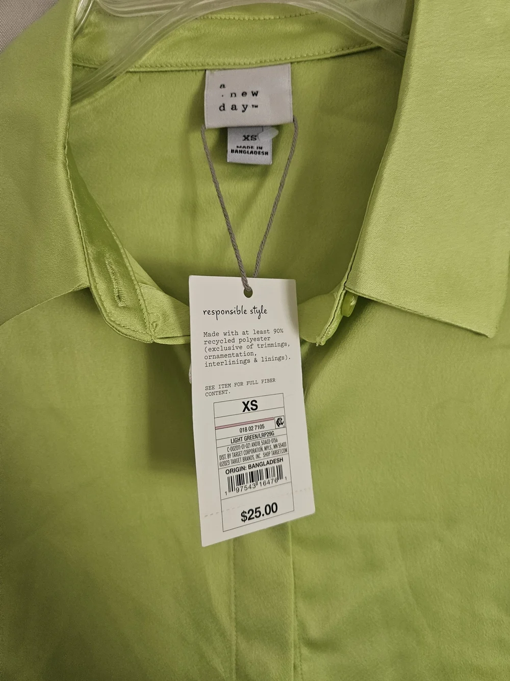 a new day Lime Green Button-Up Blouse Size XS